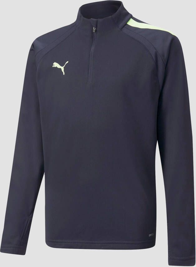 PUMA teamLIGA 1/4 Zip Trainingstrui Kids Donkerblauw Groen