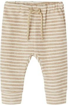 LIL' ATELIER BABY gestreepte regular fit broek NBMDELLON van biologisch katoen beige/wit