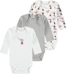 Name It Body met lange mouwen Van biokatoen, HAPPY ELEPHANT(set, 3 delig )