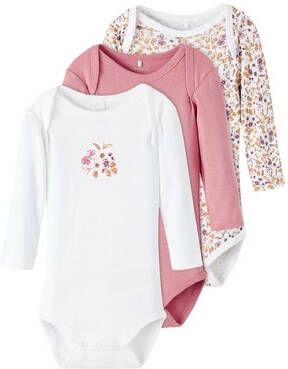name it Pack of 3 long sleeve bodysuits Wine Flower , Wit, Dames