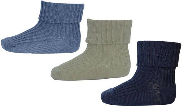 MP Denmark Sokken Cotton rib baby socks 3 pack Blauw