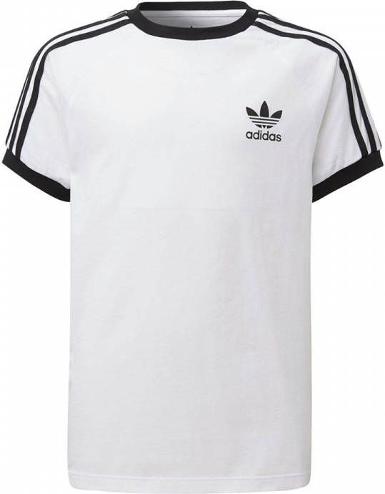 Adidas 3 Stripe Shortsleeve Tee basisschool T Shirts White 100% Katoen