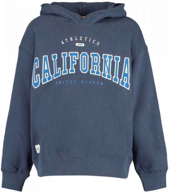 America Today Junior hoodie Sue met tekst blauw