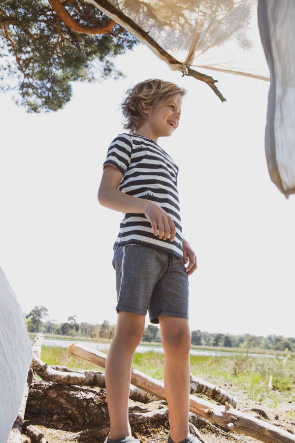 Common Heroes Gestreept t shirt antraciet voor jongens in de kleur