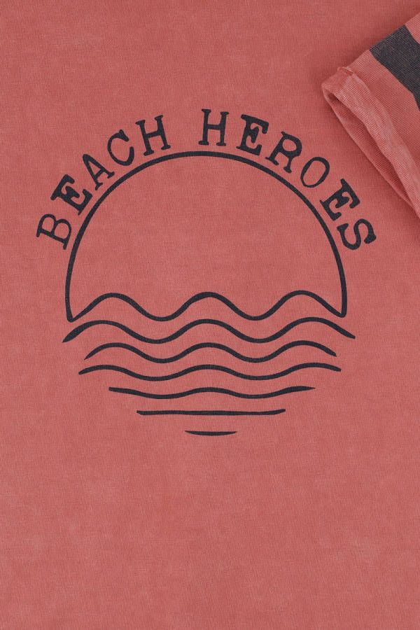 Common Heroes ! Jongens Shirt Korte Mouw -- Steenrood Katoen