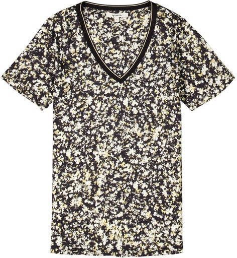 Garcia top met all over print zwart/lichtgeel