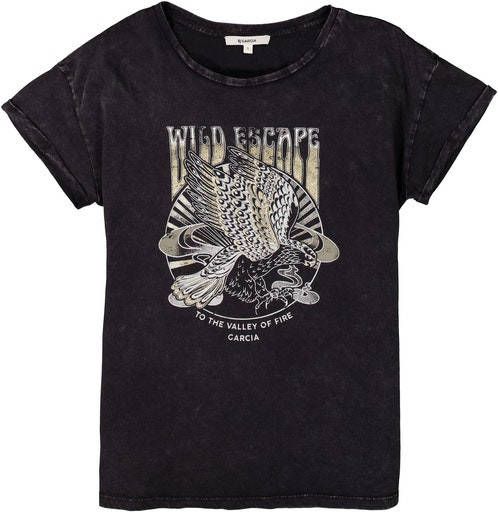 Garcia T shirt met printopdruk antraciet