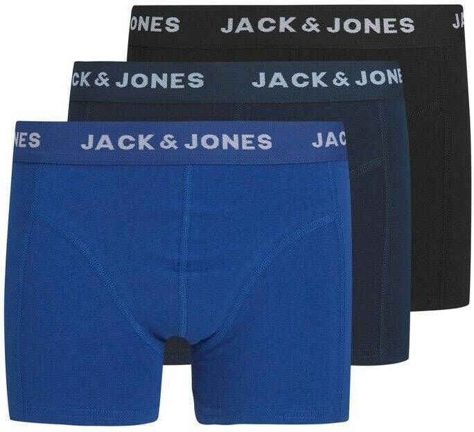 JACK & JONES JUNIOR boxershort set van 3 zwart/donkerblauw/blauw