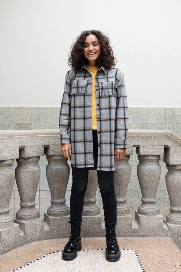 Looxs Revolution Wollen overshirt ruit voor meisjes in de kleur