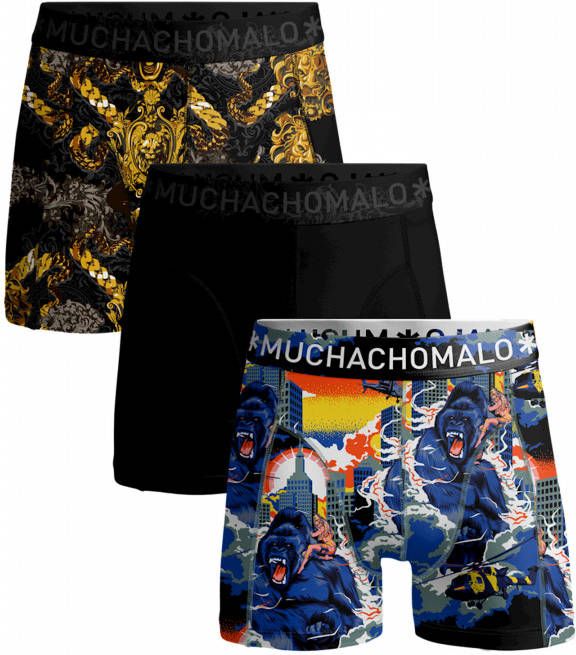 Muchachomalo boxershort King Kong Cuban Link set van 3 zwart/multicolor