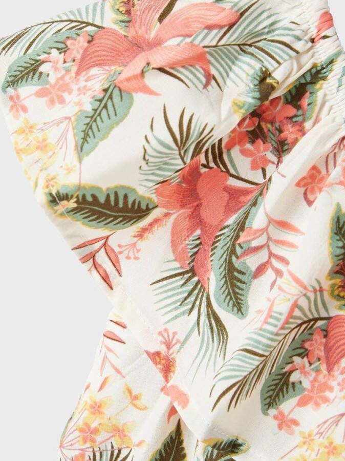 NAME IT KIDS off shoulder jumpsuit NKFVINAYA van gerecycled polyester wit/groen/roze