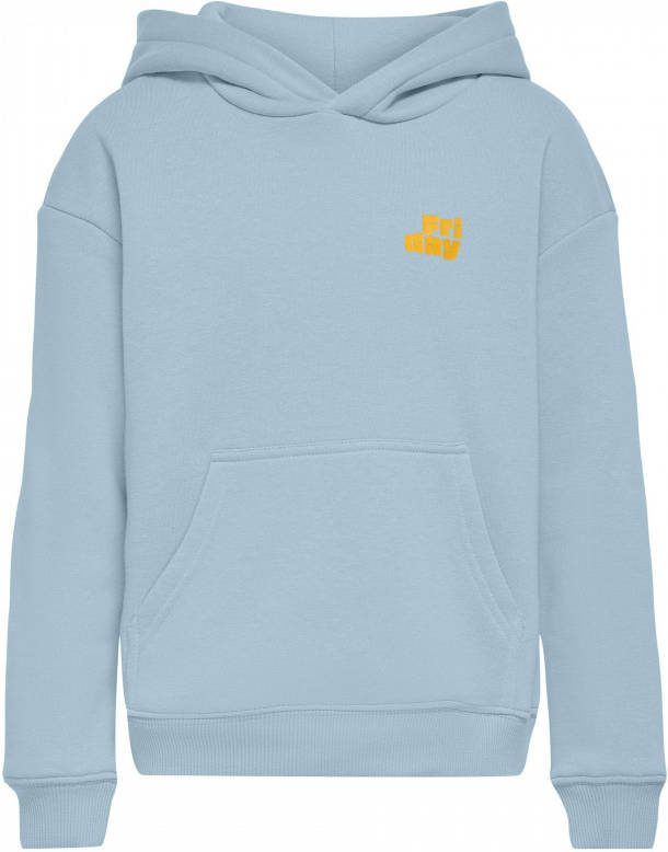 ONLY KIDS GIRL hoodie KOGWEEKDAY met tekst lichtblauw