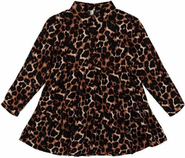 little PIECES jurk LPCARLA met panterprint wit