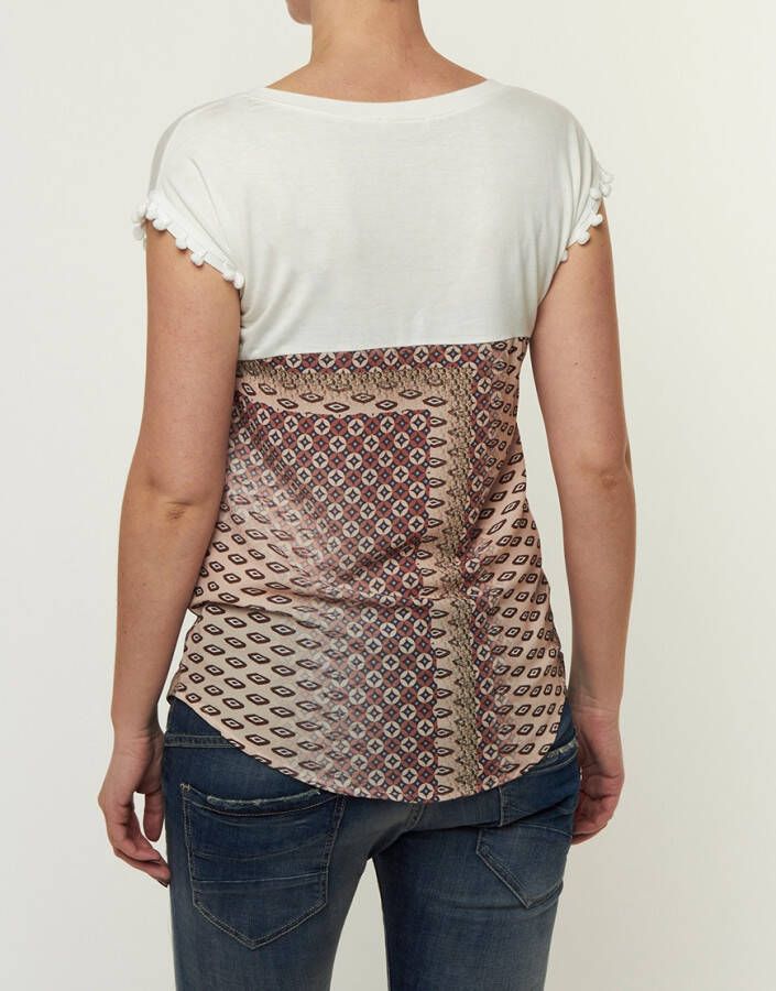 Please Blouse print button top neutro/cream