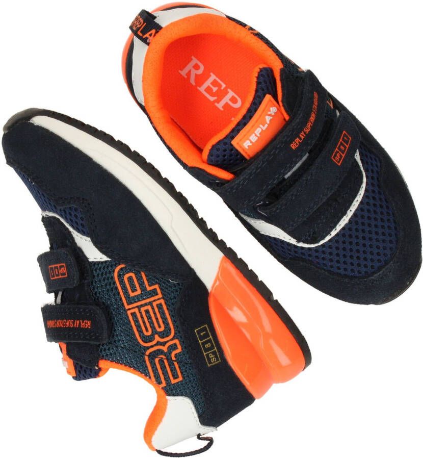 Replay Shoot Klittenband Sneaker Jongens Blauw/Oranje