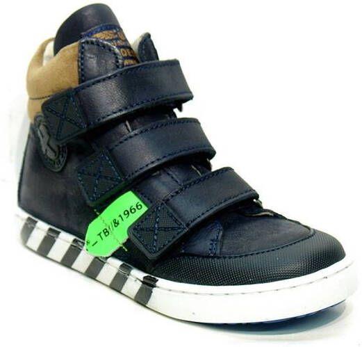 Shoesme UR21W043 B hoge leren sneakers donkerblauw/kaki