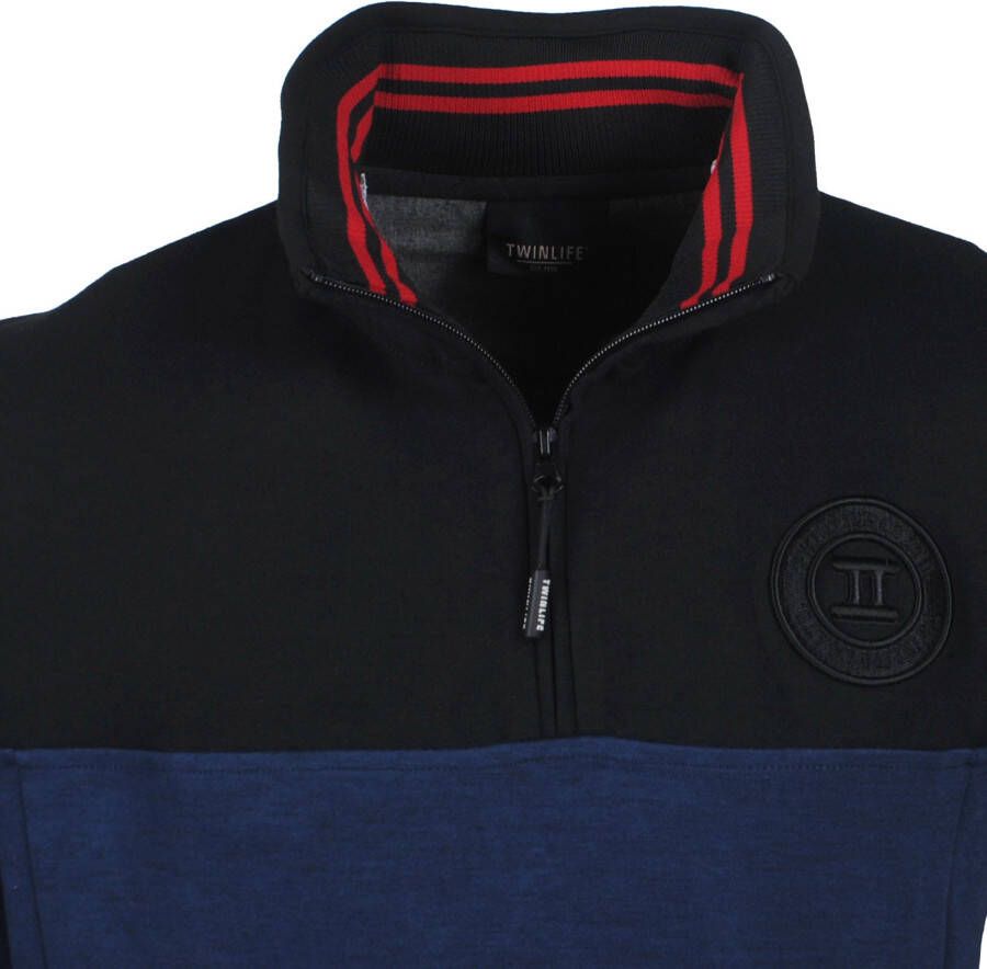 Twinlife heren sweater met rits en zijzakken