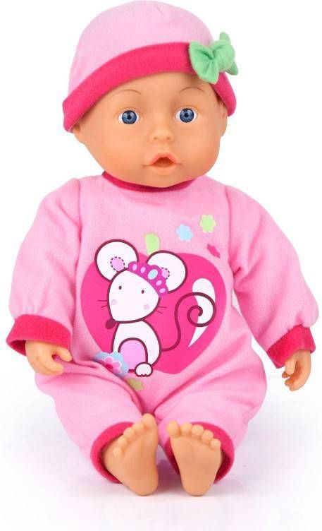 Bayer  DESIGN Pop My First Baby 28 cm roze met geluid