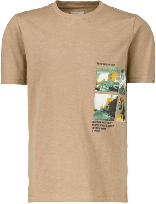 Garcia T shirt met printopdruk lichtbruin
