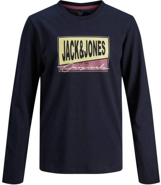 JACK & JONES JUNIOR longsleeve JORMASON met logo donkerblauw