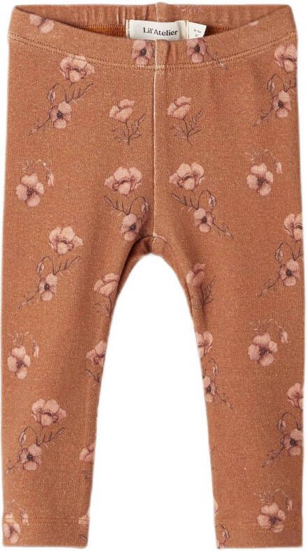 LIL' ATELIER BABY slim fit broek NBFGAYA met biologisch katoen bruin
