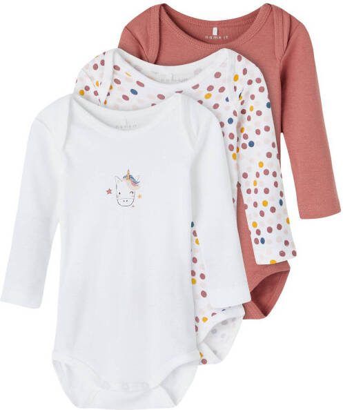 Name It Body met lange mouwen Van biokatoen, eenhoorn(set, 3 delig )